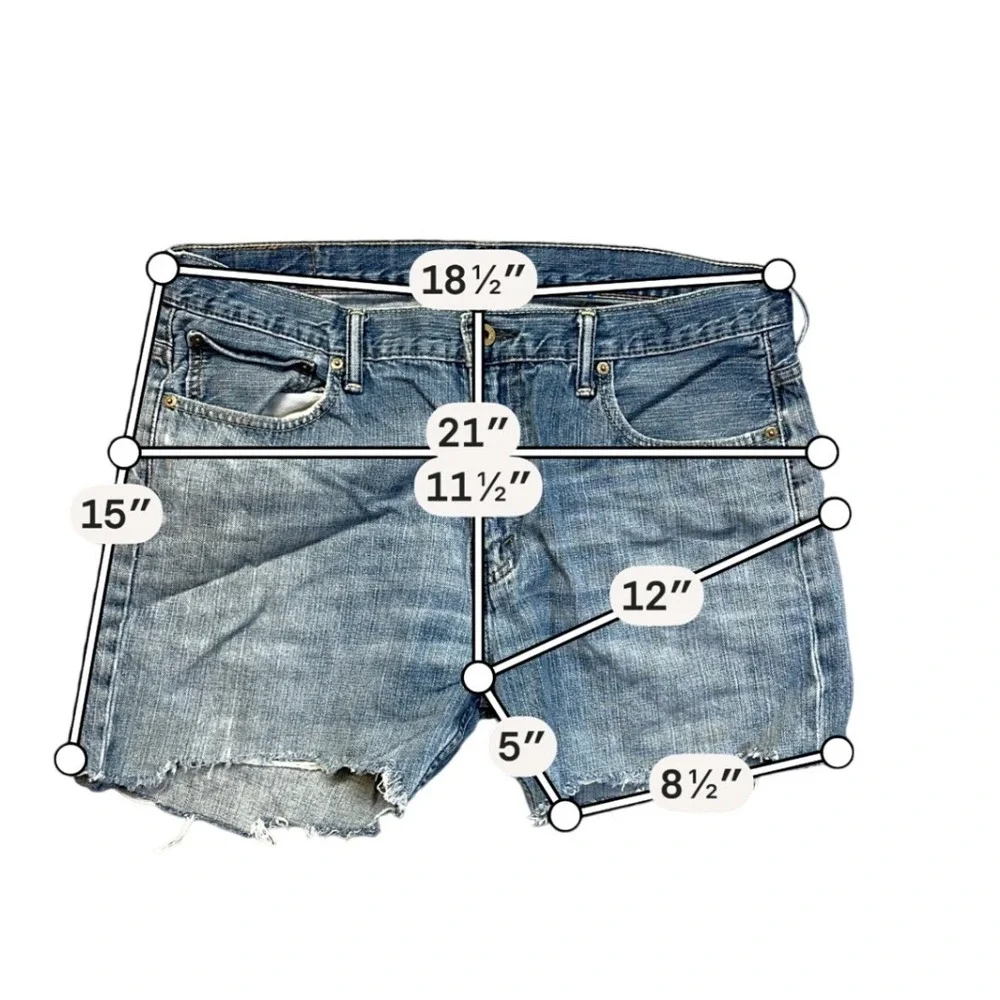 Levi's Denim Cut‎ Off Shorts Mens W36 Blue Good Frayed Hem Distressed Jorts